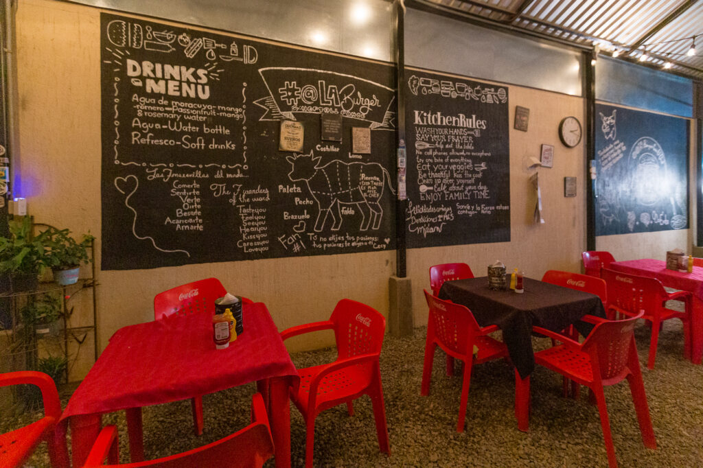Menu and Interior of the Restaurant - Inside AlaBurgerconelChef in Puerto Penasco - Best Restaurants in Rocky Point Mexico