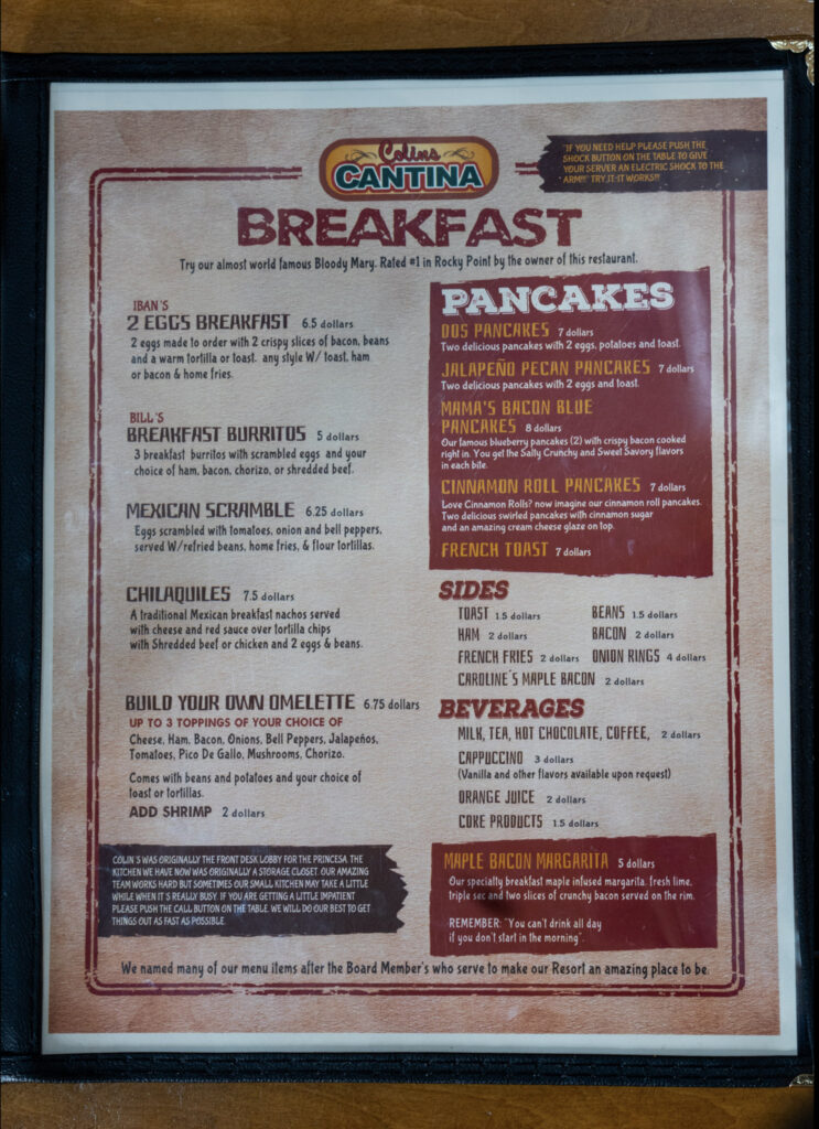 Colin's Cantina Menu | Best Restaurants in Rocky Point MX