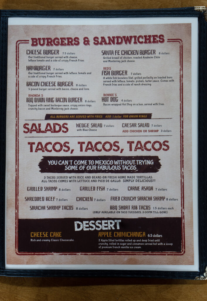 Colin's Cantina Menu | Best Restaurants in Rocky Point MX