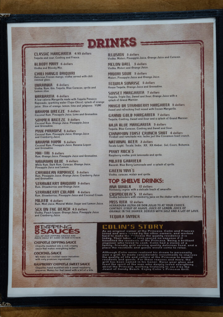 Colin's Cantina Menu | Best Restaurants in Rocky Point MX