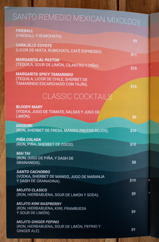 Santo Coyote Ocean Cantina Menu, Santo Coyote Restaurant at the Encantame Towers, Craft Mexican Cuisine in Rocky Point, Best Restaurants in Puerto Penasco, Tacos, Cocktails, Octopus, Steak, Ocean Views