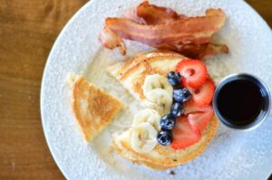 Fruit Pancakes, Bacon, American Breakfast and Brunch in Rocky Point Mexico